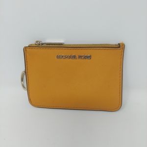 Michael Kors Gold Saffiano Leather Jet Set Travel Small Zip Coin Pouch Wallet